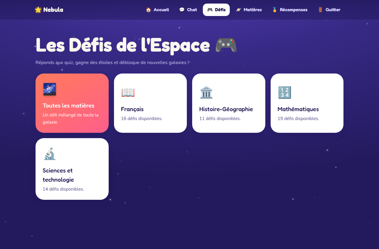 Les défis quiz de Nebula