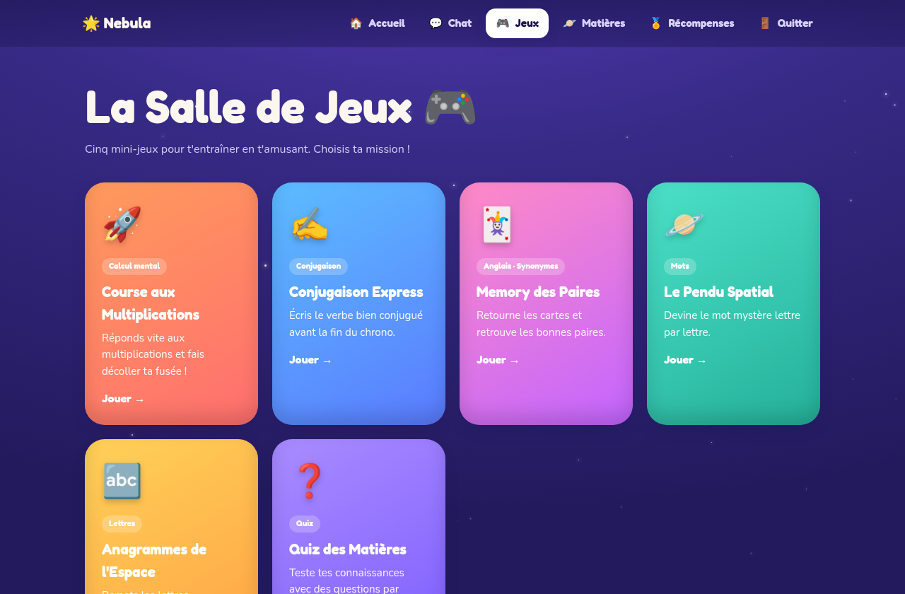 La salle de mini-jeux de Nebula